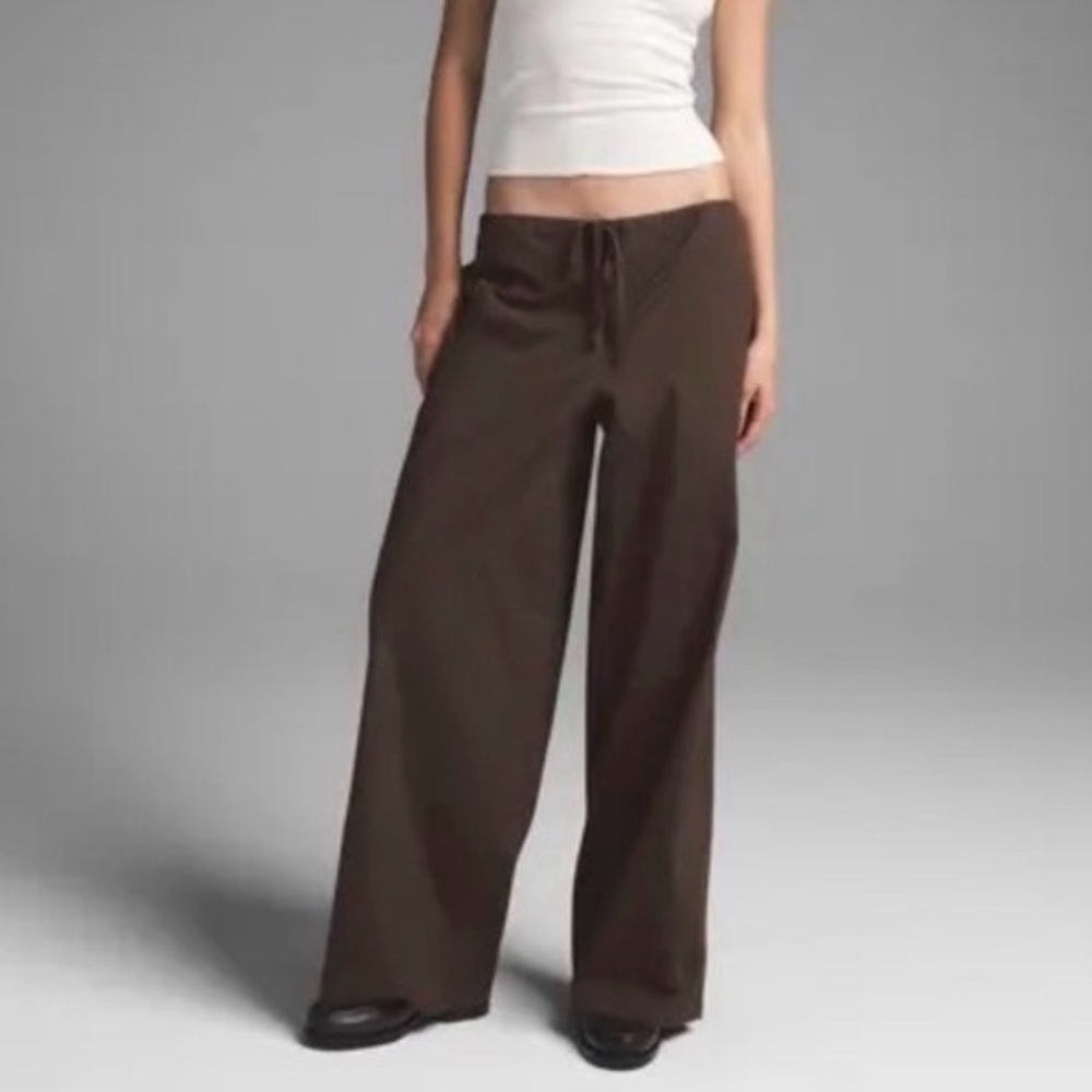 SKIMS Cotton Poplin Pants | Washed Dark Sepia | XS | NWT